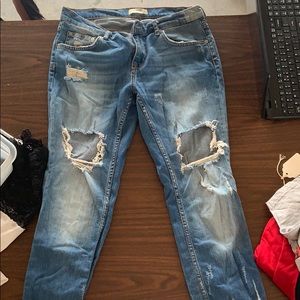 Zara ripped blue jeans